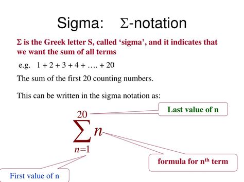 what is the value of sigma 2^n 1/3^n|Summation notation (also called sigma notation) (article) .